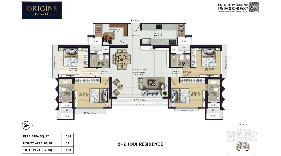 Origins-Powai-Floor-Plan-2 BHK Jodi-1284 Sqft